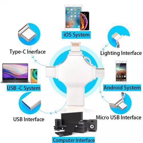 Otg 16GB Ultra OTG Micro USB Type-c Lightning 4in1 Flash Drive