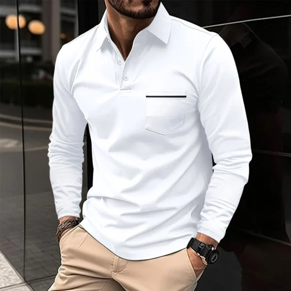 Cross-border 2024 Spring and Autumn fast sell Amazon POLO shirt button pocket men's long sleeve sports breathable polo shirt