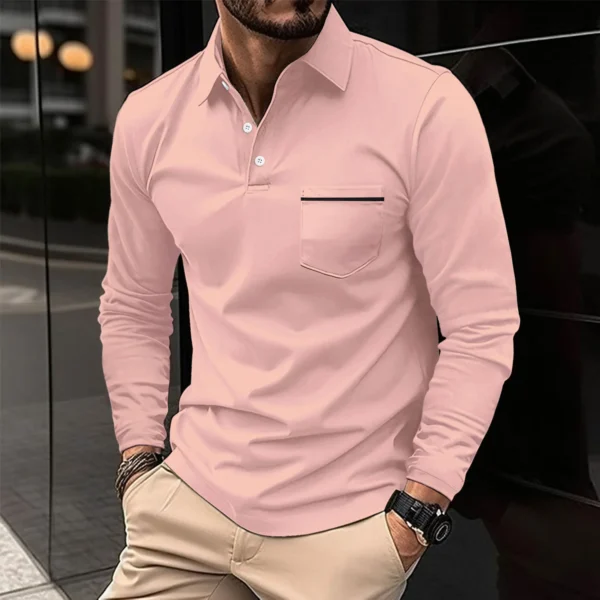 Cross-border 2024 Spring and Autumn fast sell Amazon POLO shirt button pocket men's long sleeve sports breathable polo shirt