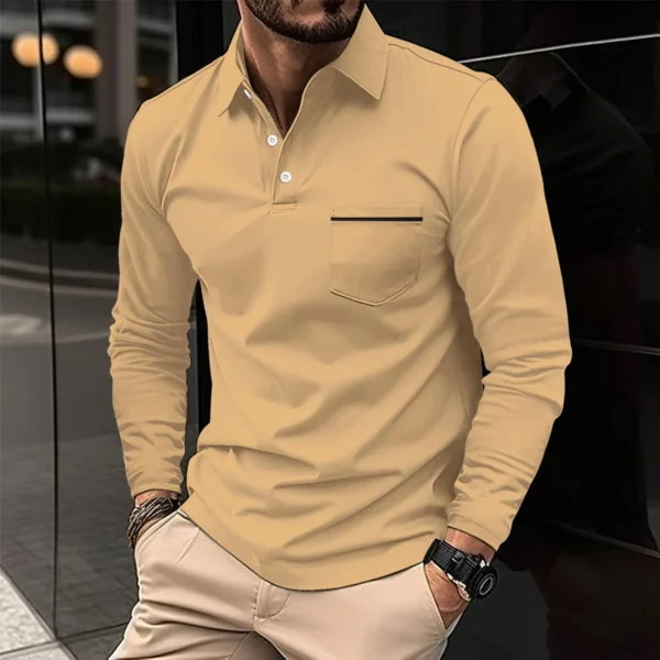 Cross-border 2024 Spring and Autumn fast sell Amazon POLO shirt button pocket men's long sleeve sports breathable polo shirt